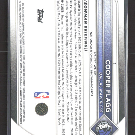 2025 Topps Bowman Cooper Flagg #1 RC