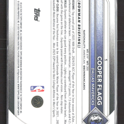 2025 Topps Bowman Cooper Flagg #1 RC