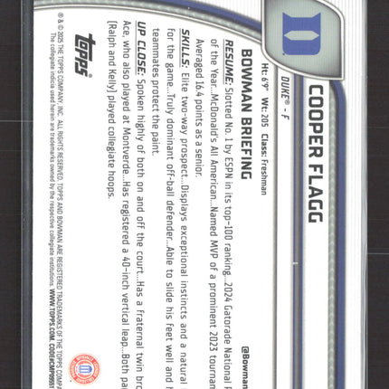 2024 Bowman University Chrome Basketball Cooper Flagg #16