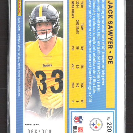 2025 Panini Donruss Optic Football Prizm Jack Sawyer #220 086/300 Wave