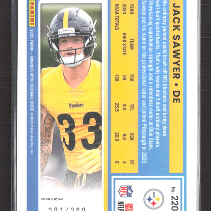 2025 Panini Donruss Optic Prizm Jack Sawyer #220 201/300 Wave