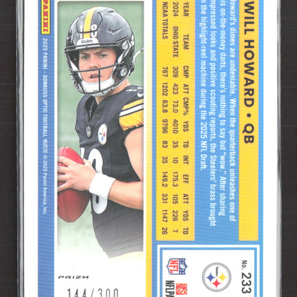 2025 Panini Donruss Optic Football Will Howard #233 Prizm 144/300 Wave