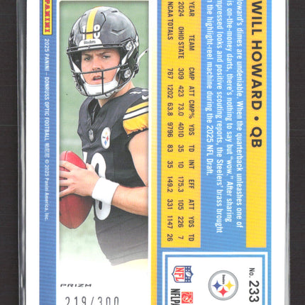 2025 Panini Donruss Optic Football Will Howard #233 Prizm 219/300 Wave