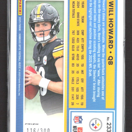 2025 Panini Donruss Optic Prizm Will Howard #233 116/300 Wave