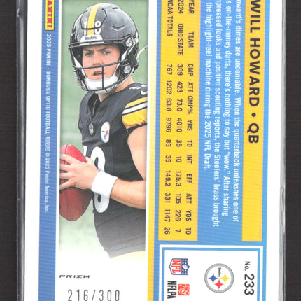 2025 Panini Donruss Optic Will Howard #233 216/300 Wave
