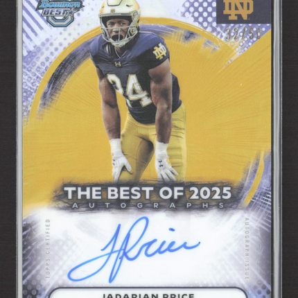 2025 Bowman University Best Football Jadarian Price #BOA-JPR Auto Gold /50