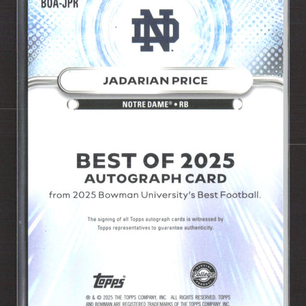 2025 Bowman University Best Football Jadarian Price #BOA-JPR Auto Gold /50