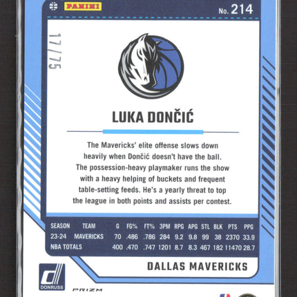 2025 Panini Donruss Optic Luka Doncic #214 Red Disco Prizm 17/75
