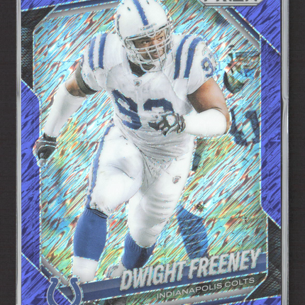 2025 Panini Prizm Dwight Freeney #120 Blue Shimmer 28/35