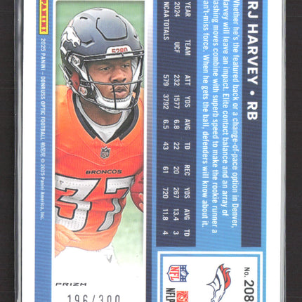 2025 Panini Donruss Optic Prizm RJ Harvey #208 196/300 Wave