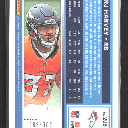 2025 Panini Donruss Optic Prizm RJ Harvey #208 169/300 Wave