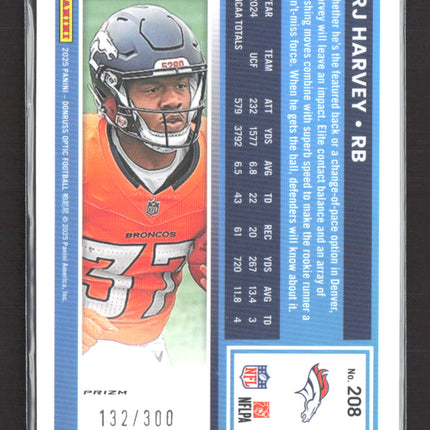 2025 Panini Donruss Optic Prizm RJ Harvey #208 132/300 Wave
