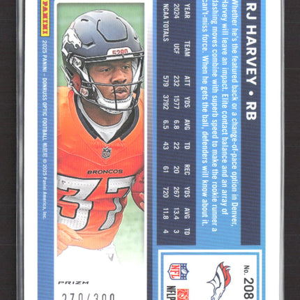 2025 Panini Donruss Optic Prizm RJ Harvey #208 270/300 Wave