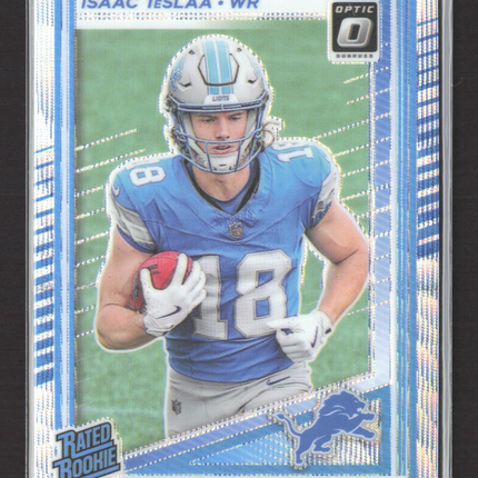 2025 Panini Donruss Optic Football Isaac TeSlaa #219 Prizm 276/300 Wave