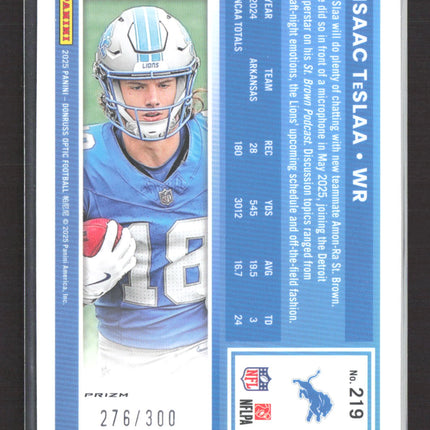 2025 Panini Donruss Optic Football Isaac TeSlaa #219 Prizm 276/300 Wave