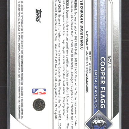 2025 Topps Bowman Chrome Cooper Flagg #BCV-1 RC
