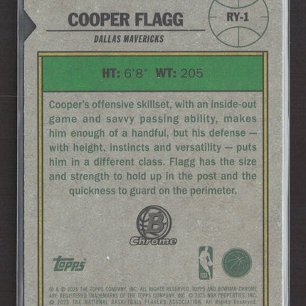 2025 Topps Bowman Chrome Rookie of the Year Favorites Cooper Flagg #RY-1 RC