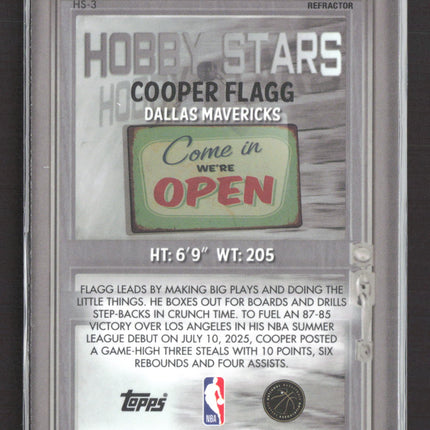 2025 Topps Bowman Chrome Hobby Stars Cooper Flagg #HS-3 Refractor RC