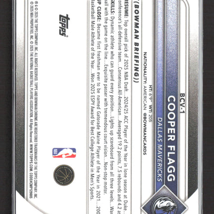 2025 Bowman Chrome Cooper Flagg #BCV-1 RC