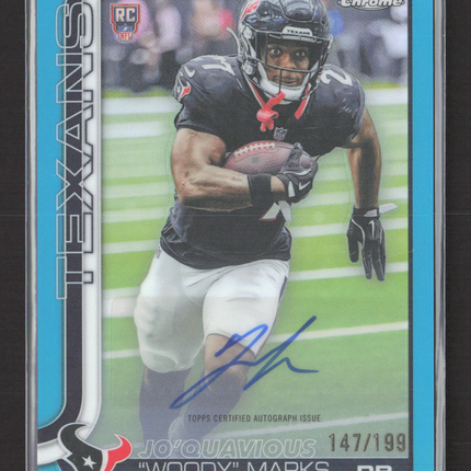 2025 Topps Chrome Jo'Quavious "Woody" Marks #RA-WMA Blue 147/199 RC Auto