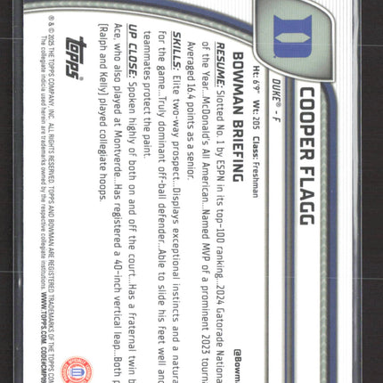 2025 Bowman Chrome University Cooper Flagg #16