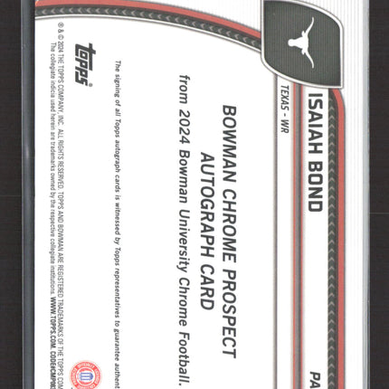 2024 Bowman Chrome University Isaiah Bond #PA-IBO Pink 083/150 1st Bowman Auto