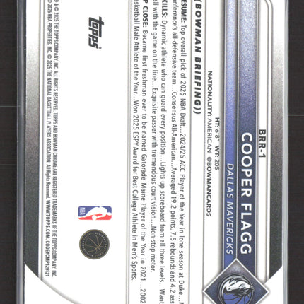 2025 Bowman Chrome Cooper Flagg #BRR-1 RC Refractor Red Rc Logo