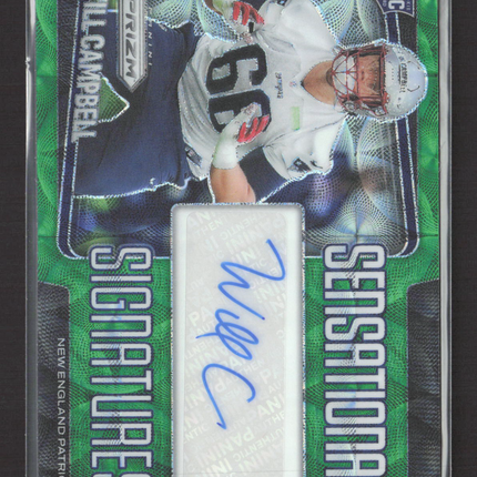 2025 Panini Prizm Sensational Will Campbell #SEN-WCL Green Scope 12/75 RC Auto