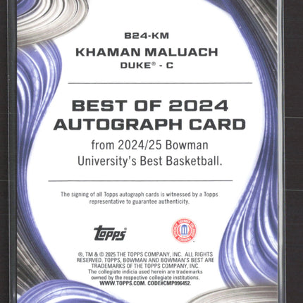 2025 Bowman University Best Khaman Maluach #B24-KM Green Refractor Auto /99