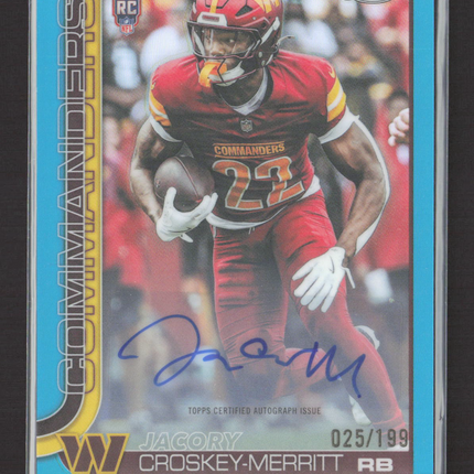 2025 Topps Chrome Jacory Croskey-Merritt #RA-JCM Blue 025/199 RC Auto