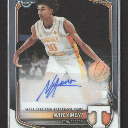 2025 Topps Bowman Chrome Nate Ament #CPA-NA Chrome Prospect Autograph Card Auto