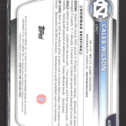 2025 Bowman Chrome University Caleb Wilson #BCP-83 Purple Refractor 199/199