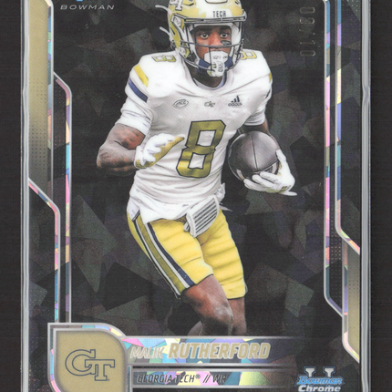 2025 Bowman Chrome University Malik Rutherford #23 Black Sapphire /10 1st Bowman