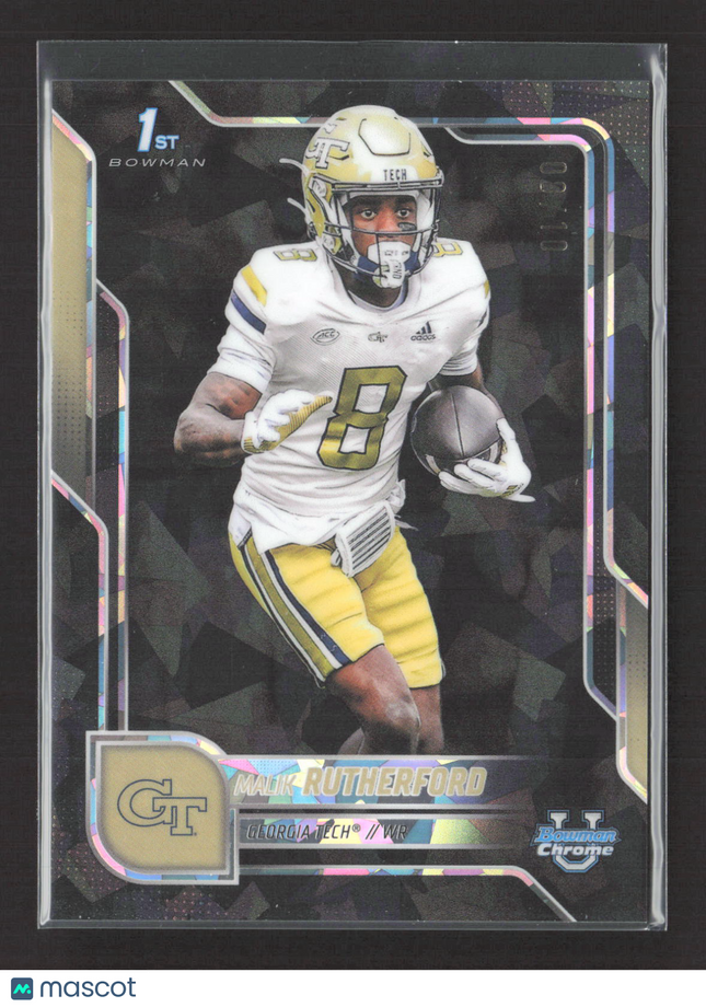 2025 Bowman Chrome University Malik Rutherford #23 Black Sapphire /10 1st Bowman