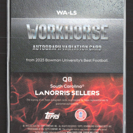 2025 Bowman University's Best Football LaNorris Sellers #WA-LS Workhorse Auto