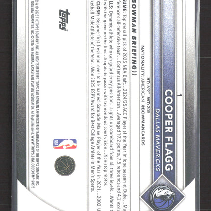 2025 Topps Bowman Cooper Flagg #1 RC