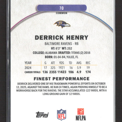 2025 Topps Finest Derrick Henry #70 Green X-Fractor 09/75