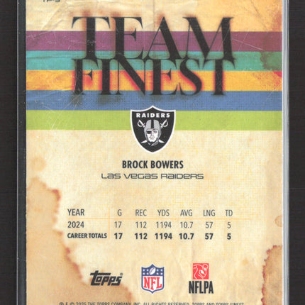 2025 Topps Finest Team Finest Brock Bowers #TF-9 Purple Refractor 080/125