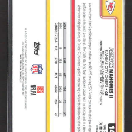 2025 Topps Chrome Patrick Mahomes II #148 Refractor