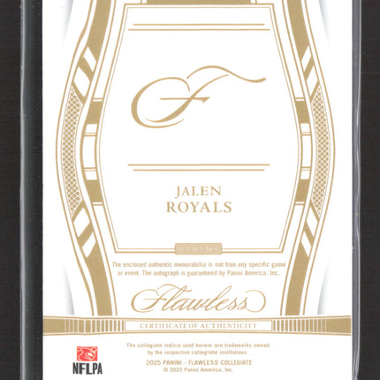 2025 Panini Flawless Collegiate Jalen Royals #RPAV-JRS 02/25 Patch Auto