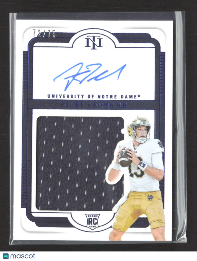 2025 National Treasures Collegiate Riley Leonard #RSS-RLD 72/75 RC Jersey Auto