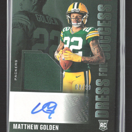 2025 Rookies & Stars Dress for Success Matthew Golden #DFS-MGN RC /99 Patch Auto