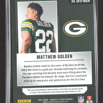 2025 Rookies & Stars Dress for Success Matthew Golden #DFS-MGN RC /99 Patch Auto