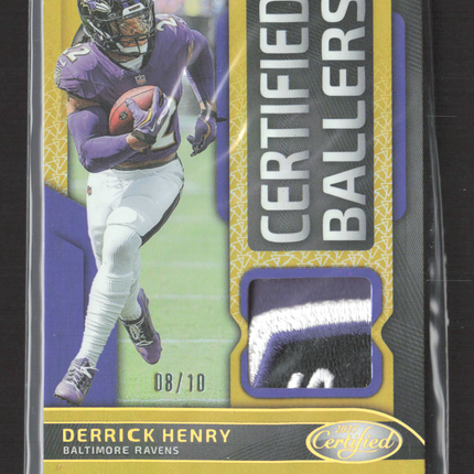 2025 Panini Certified Ballers Derrick Henry #CBM-DHY 08/10 Logo Patch Gold