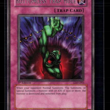 Yu-Gi-Oh! Bottomless Trap Hole Legacy of Darkness Rare • LOD-092 1st Edition
