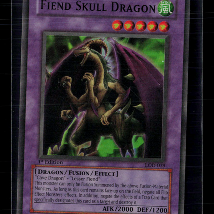 Yu-Gi-Oh! Fiend Skull Dragon Legacy of Darkness Super Rare • LOD-039 1st Edition