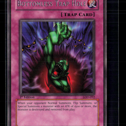 Yu-Gi-Oh! Bottomless Trap Hole Legacy of Darkness Rare • LOD-092 1st Edition