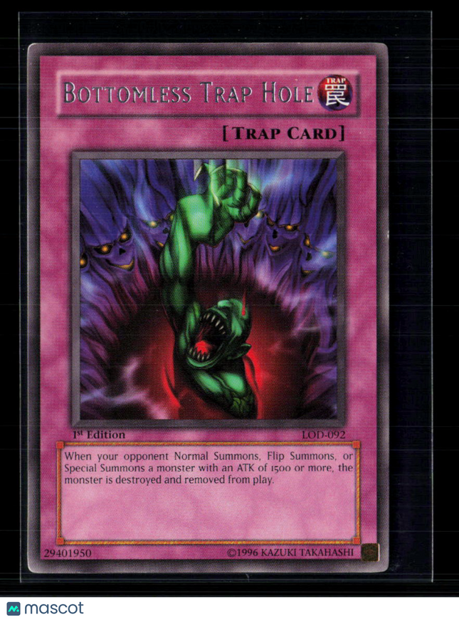 Yu-Gi-Oh! Bottomless Trap Hole Legacy of Darkness Rare • LOD-092 1st Edition