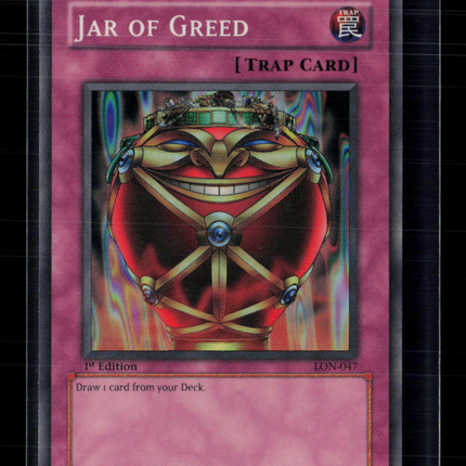 Yu-Gi-Oh! Jar of Greed Labyrinth of Nightmare Super Rare • LON-047 1st Edition