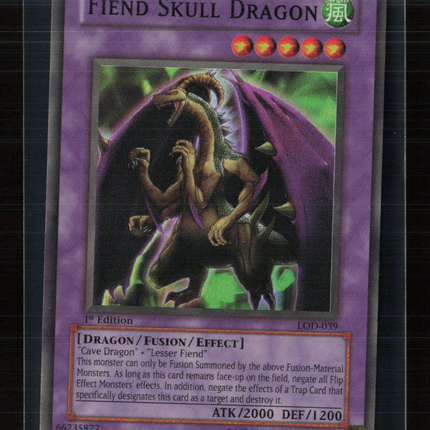 Yu-Gi-Oh! Fiend Skull Dragon Legacy of Darkness Super Rare • LOD-039 1st Edition